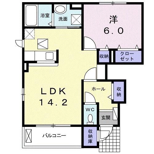 アメヤMRIII(1LDK/1階)の間取り写真