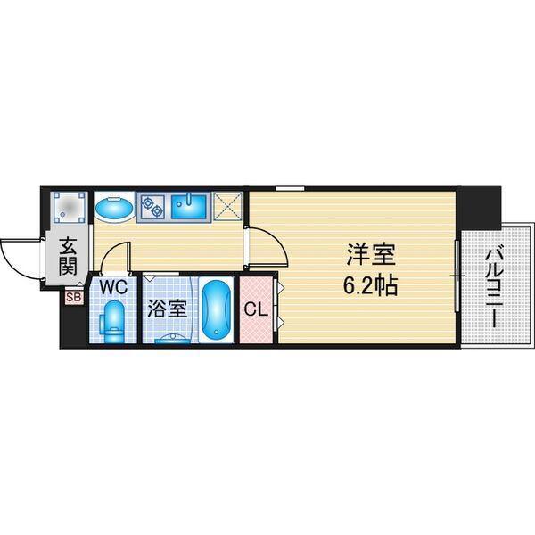 パルティール城西(1K/6階)の間取り写真