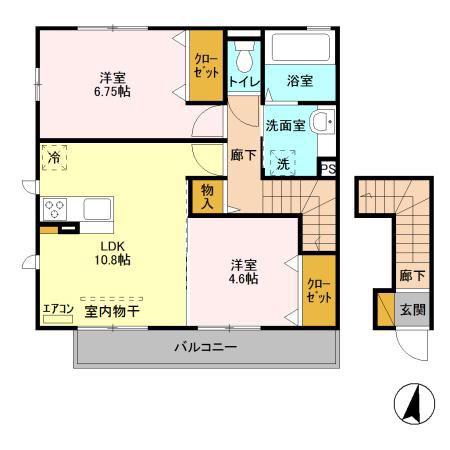 オーベルジュ大和田(2LDK/2階)の間取り写真