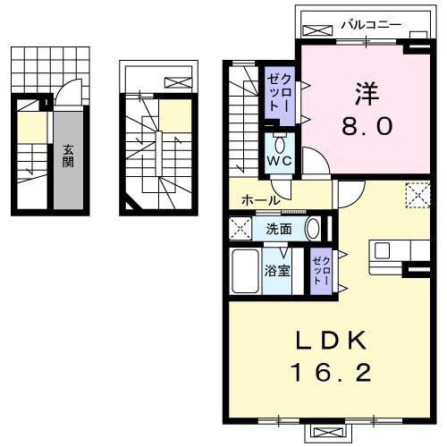 メゾン・ド・ヤマダI(1LDK/3階)の間取り写真