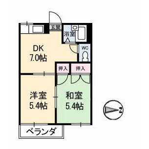 オーク津ノ井フレグランス A(2DK/2階)の間取り写真