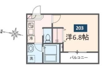 MELDIA青梅(1K/2階)の間取り写真