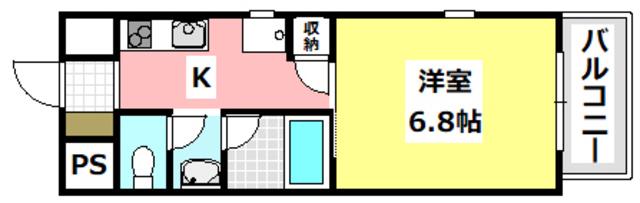 エスト茨木(1K/3階)の間取り写真