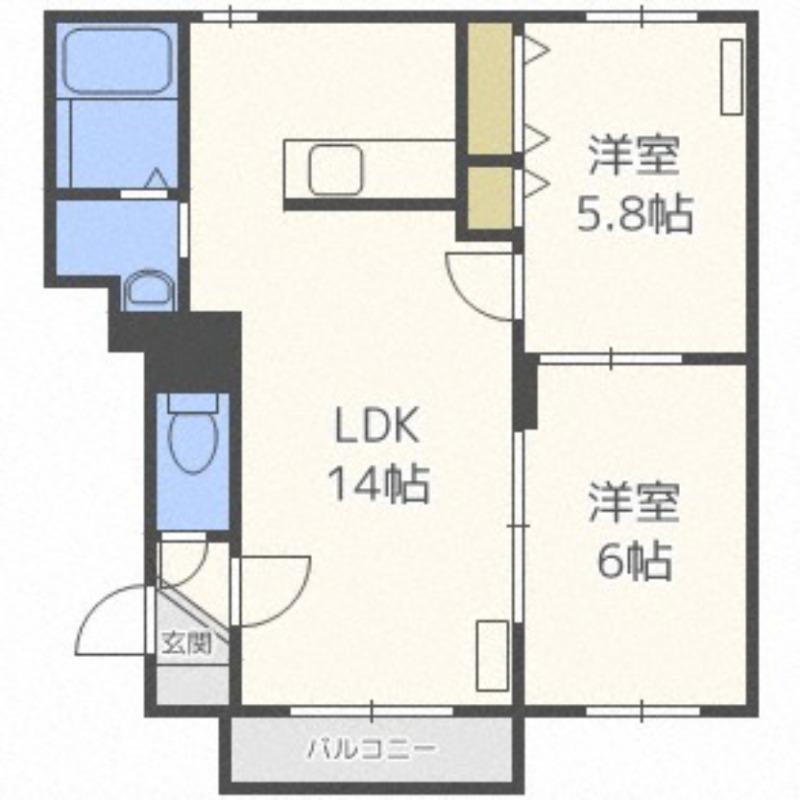 セレッソ壱番館(2LDK/1階)の間取り写真