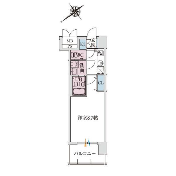 スプランディッド堺東3(1K/14階)の間取り写真