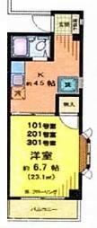 メゾン東栄(1K/1階)の間取り写真