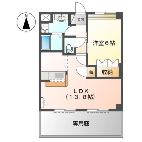 ノース RIVER(1LDK/1階)の間取り写真