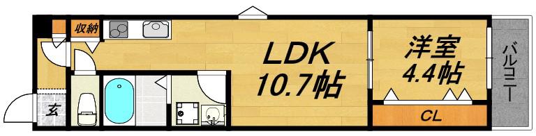LECOCON一宮(1LDK/1階)の間取り写真