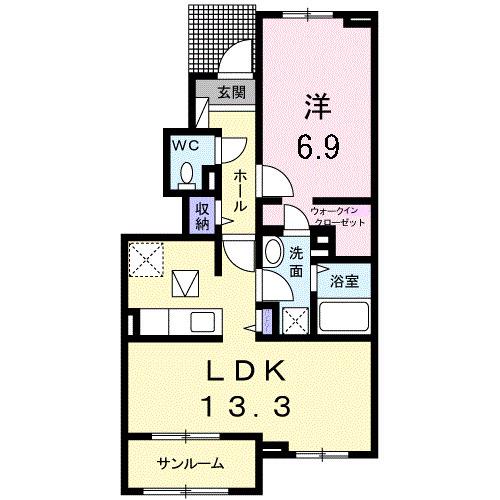 パルガーデン中央インターIII(1LDK/1階)の間取り写真