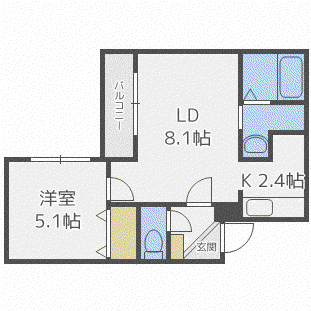 LA CAUSA N22(1LDK/2階)の間取り写真
