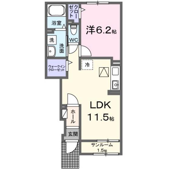 メモリー(1LDK/1階)の間取り写真