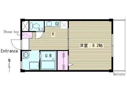 L・ボンジュール(1K/3階)の間取り写真