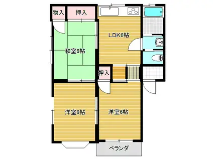 シャルマン西江(3LDK/2階)の間取り写真