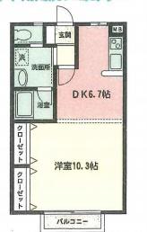 プランドール金剛沢(1DK/2階)の間取り写真