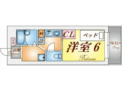 パンブロスV(1K/3階)の間取り写真