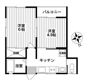 柳本ハイツ(2K/1階)の間取り写真