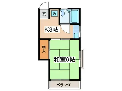 あかねハイツ(1K/2階)の間取り写真