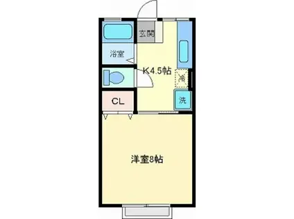 シティハイムセラーノ(1K/2階)の間取り写真