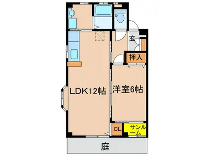 サムシングマンション(1LDK/1階)の間取り写真