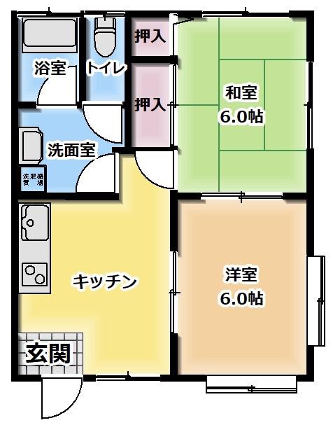 トータスハイツ(2DK/1階)の間取り写真