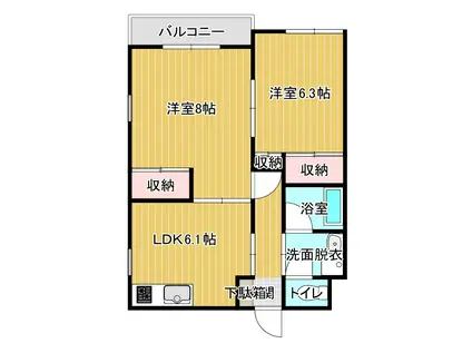 シャルマンドエル(2DK/2階)の間取り写真