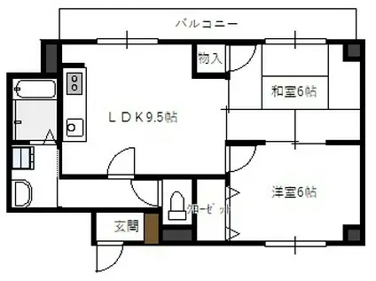 センチュリーガーデン(2DK/2階)の間取り写真