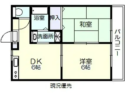 鷹日マンション(2DK/2階)の間取り写真