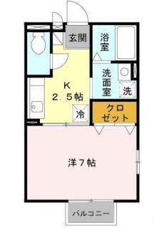 アミティエ山本(1K/2階)の間取り写真