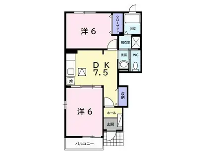 ジャック パレスA(2DK/1階)の間取り写真
