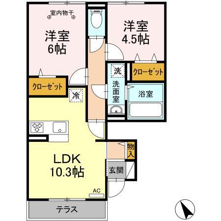 リビング平沢(2LDK/1階)の間取り写真