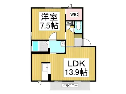 バリュージュ田中II B棟(1LDK/1階)の間取り写真