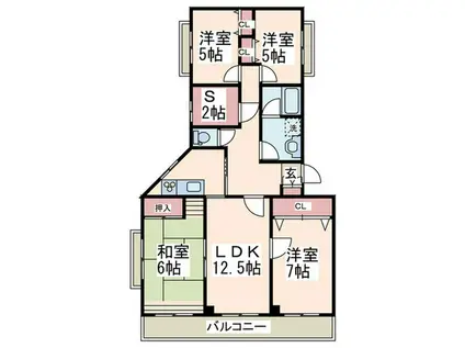 グリーンヒル藤が丘C II(4SLDK/2階)の間取り写真