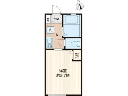 ジーエーヒルズ保土ヶ谷A棟(1K/1階)の間取り写真