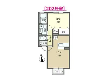 ウィルモアIII(1LDK/2階)の間取り写真