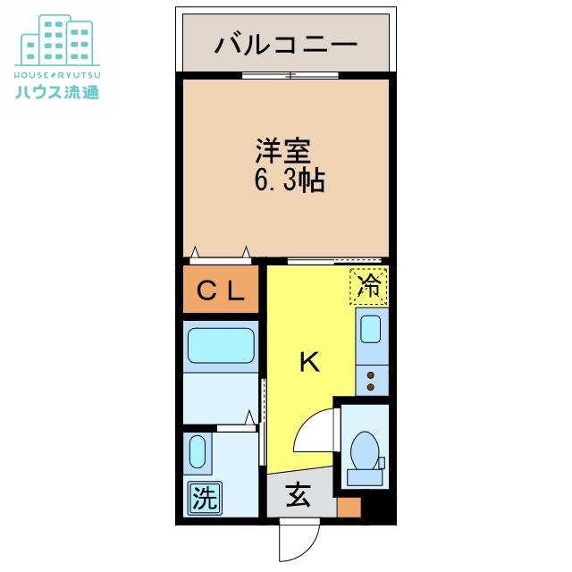 セントポリア泉(1K/2階)の間取り写真