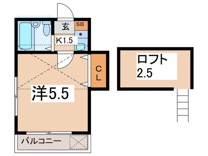 ミユキホームズ希望ヶ丘(1K/2階)の間取り写真