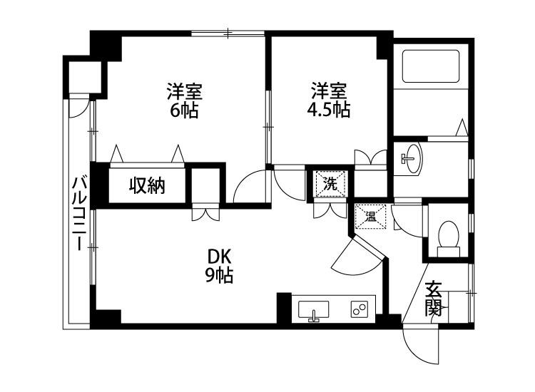 網川原県庁前マンション(2LDK/5階)の間取り写真
