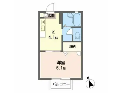 オークタウン書写(1K/1階)の間取り写真