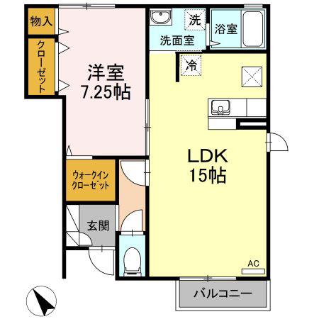 セジュール クリエ(1LDK/1階)の間取り写真