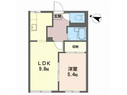 ルミネス日高見A(1LDK/1階)の間取り写真