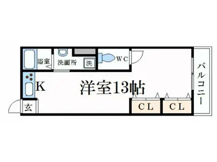 FELICE手柄(ワンルーム/3階)の間取り写真