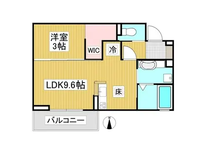 トリシア八幡(1LDK/3階)の間取り写真