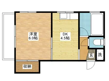 市川ビル(1DK/4階)の間取り写真