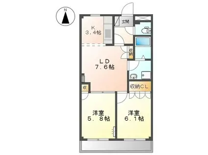 マンションソレイユ(2LDK/1階)の間取り写真