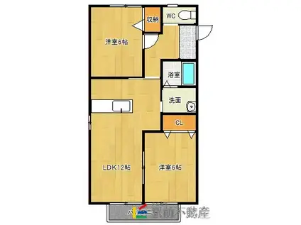 セルティアA棟(2LDK/2階)の間取り写真