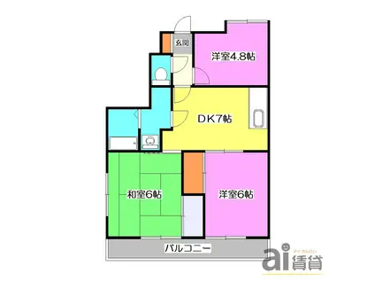 シャトーサンワ(3DK/3階)の間取り写真