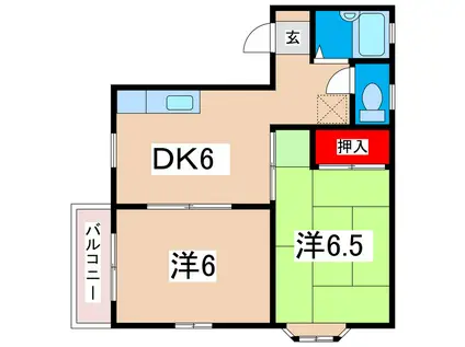ハイツ和田(2DK/1階)の間取り写真
