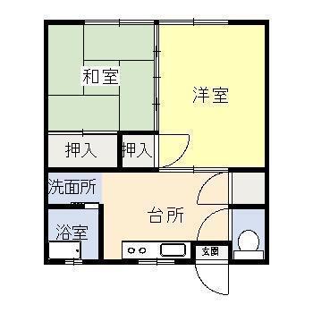 鳥原アパート(2DK/2階)の間取り写真