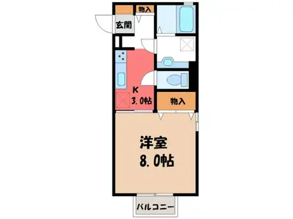 ベラ・ルーチェII(1K/2階)の間取り写真