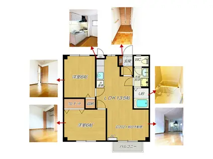 ステイタス月隈I(2LDK/2階)の間取り写真